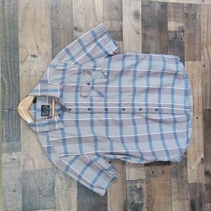 Fox brand short sleeve button up shirt sz Large men's